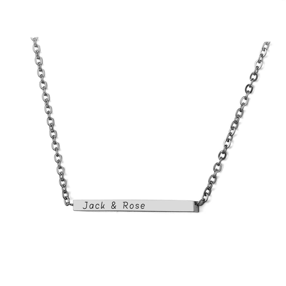 Customized Stainless Steel Engraved Nameplate Necklace, 3 Color Options, Personalized Trendy Jewelry-Customized Jewel