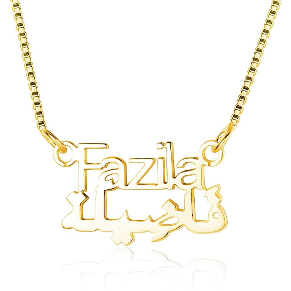 Personalized 925 Sterling Silver Necklace with Custom Arabic Nameplate Pendant, Jewelry Gift for Girls-Customized Jewel