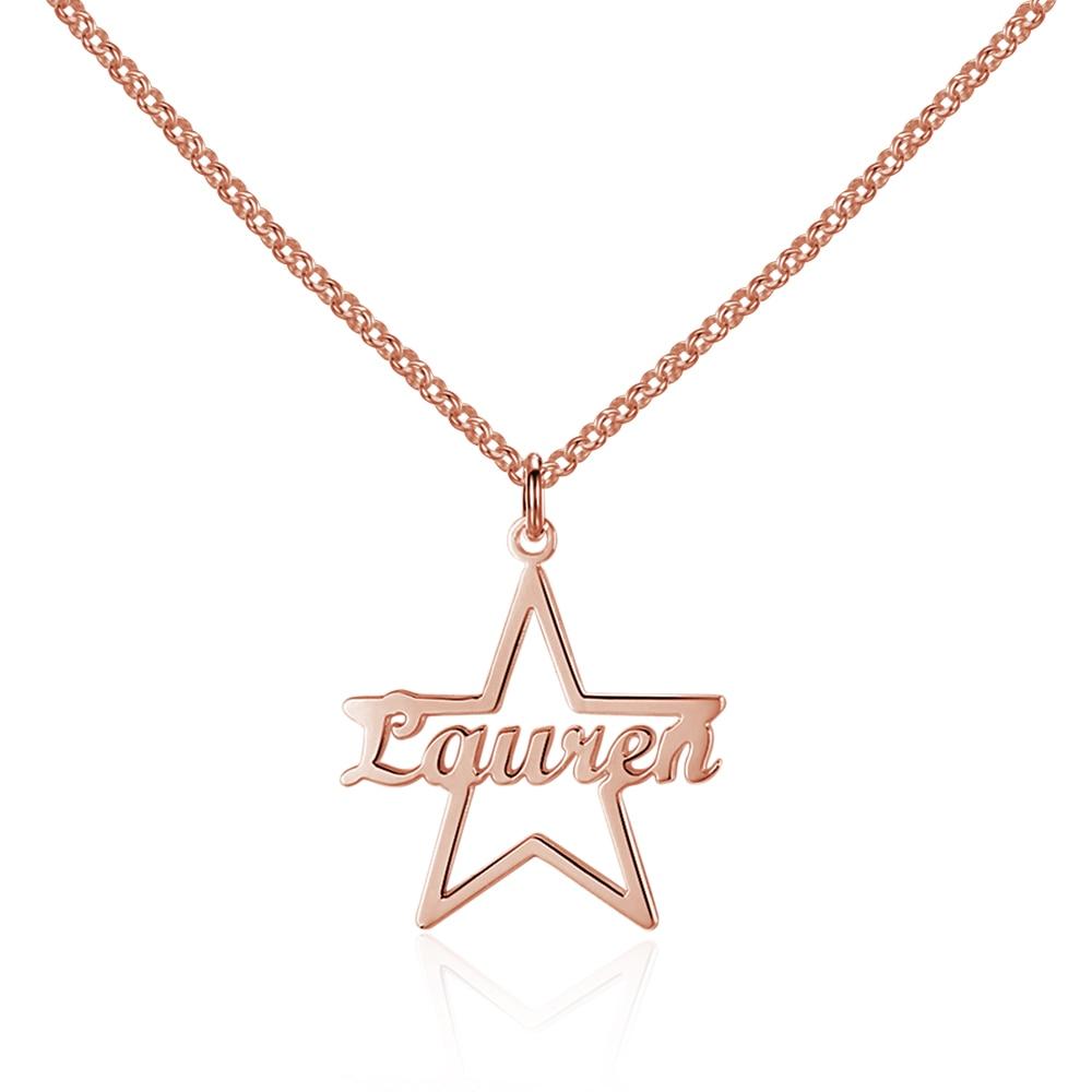 Custom Made Name Star Necklace & Pendants Personalized Real 925 Sterling Silver Nameplate Gift for Mother-Customized Jewel
