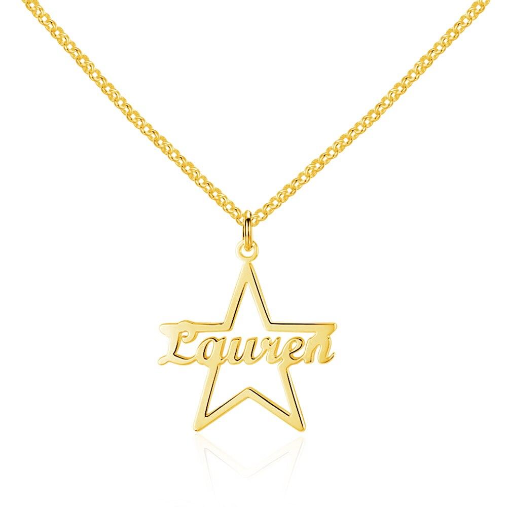 Custom Made Name Star Necklace & Pendants Personalized Real 925 Sterling Silver Nameplate Gift for Mother-Customized Jewel
