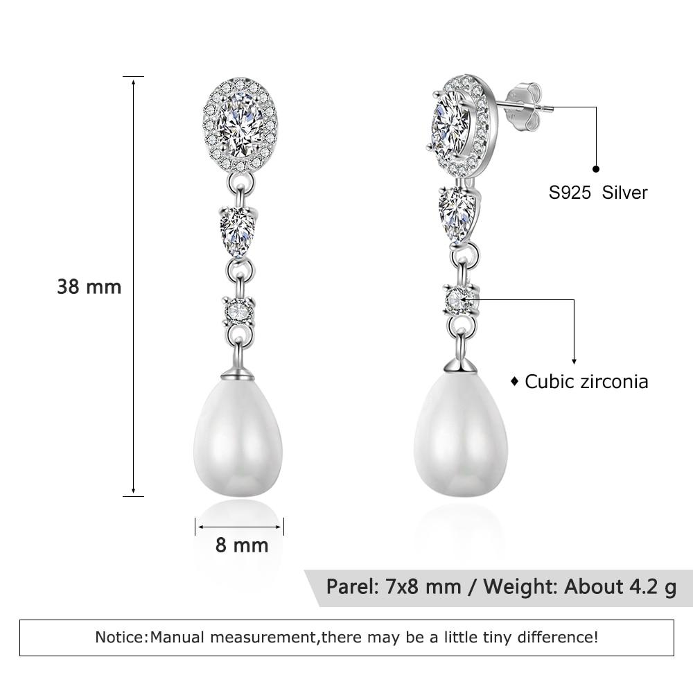Fashionable 925 Sterling Silver Cubic Zirconia Pearl Drop Earrings for Women, Wedding Jewelry Gift-Customized Jewel