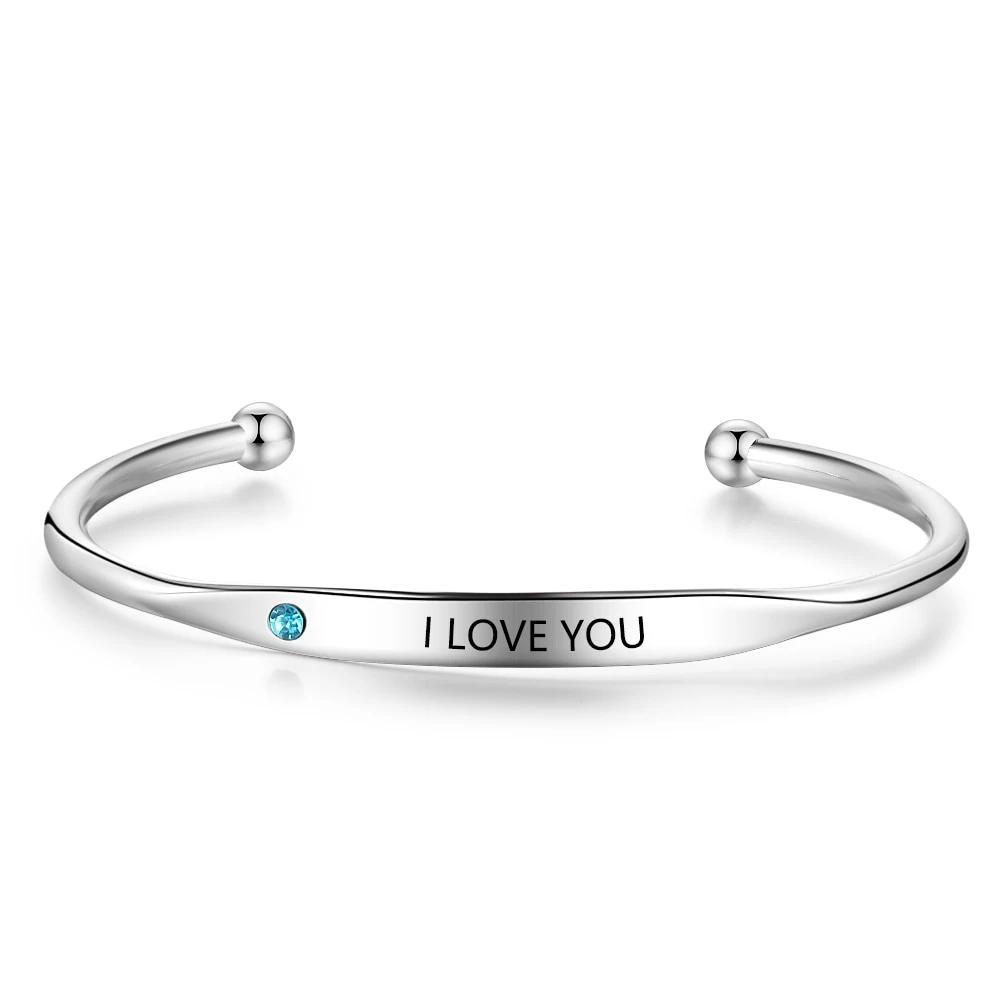 Personalized Stainless-Steel ID bracelets with Name Engrave & Custom Birthstone, Jewelry Bangles for Women-Customized Jewel