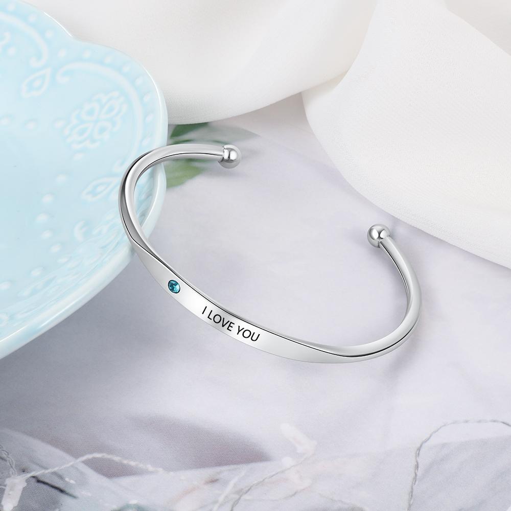 Personalized Stainless-Steel ID bracelets with Name Engrave & Custom Birthstone, Jewelry Bangles for Women-Customized Jewel
