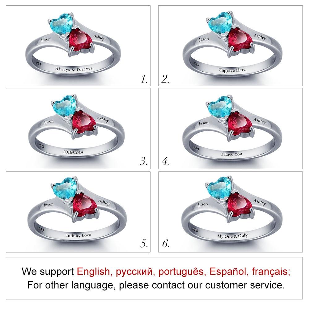Personalized Infinite Love Promise Ring Double Heart Stone 925 Sterling Silver Jewelry Free Gift Box-Customized Jewel