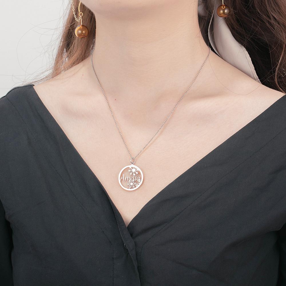 Personalized Women’s 925 Sterling Silver Name Necklace with Customized Snowflake Nameplate Pendant, Letter Jewelry Christmas Gift for Mom-Customized Jewel