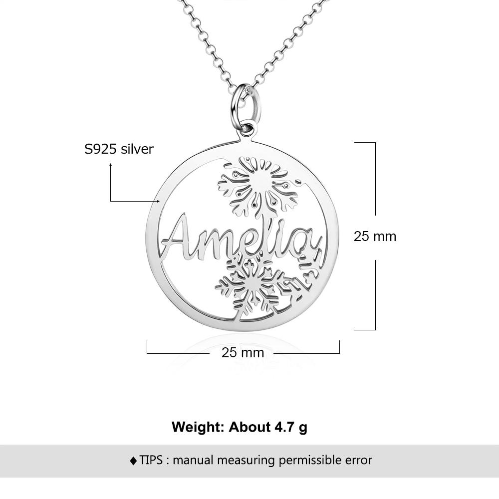 Personalized Women’s 925 Sterling Silver Name Necklace with Customized Snowflake Nameplate Pendant, Letter Jewelry Christmas Gift for Mom-Customized Jewel