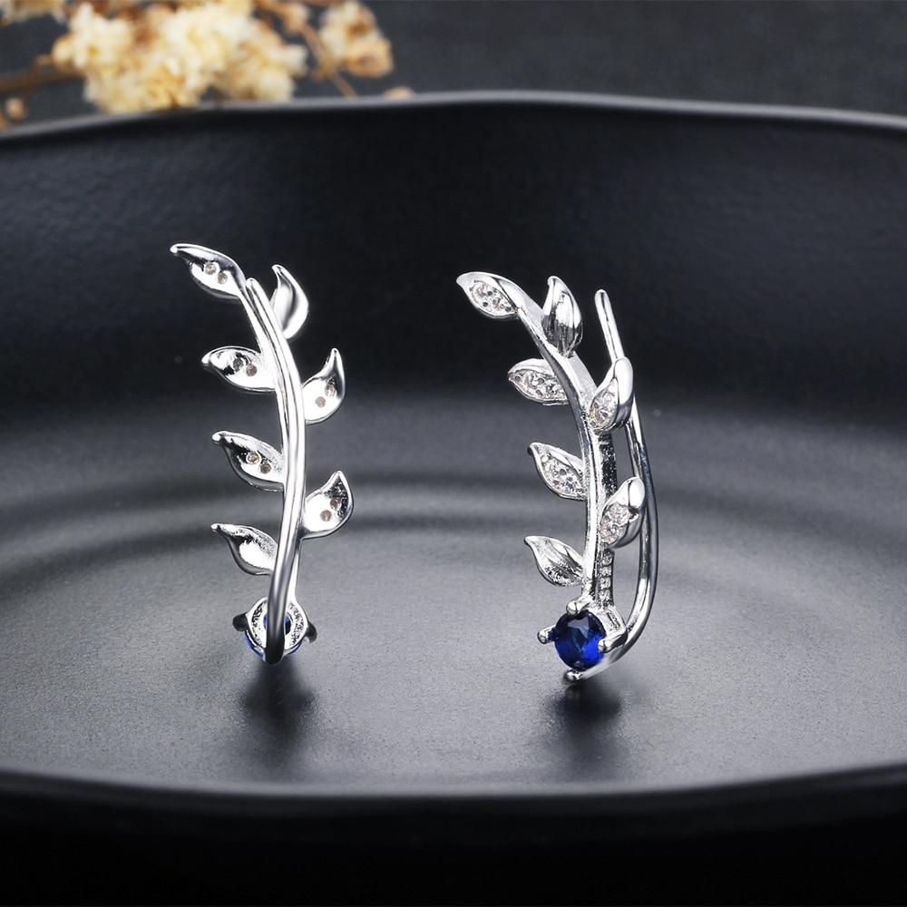 Leaves Accessories Blue Cubic Zirconia Clip Earrings For Women 925 Sterling Silver Party Jewelry Gift-Customized Jewel