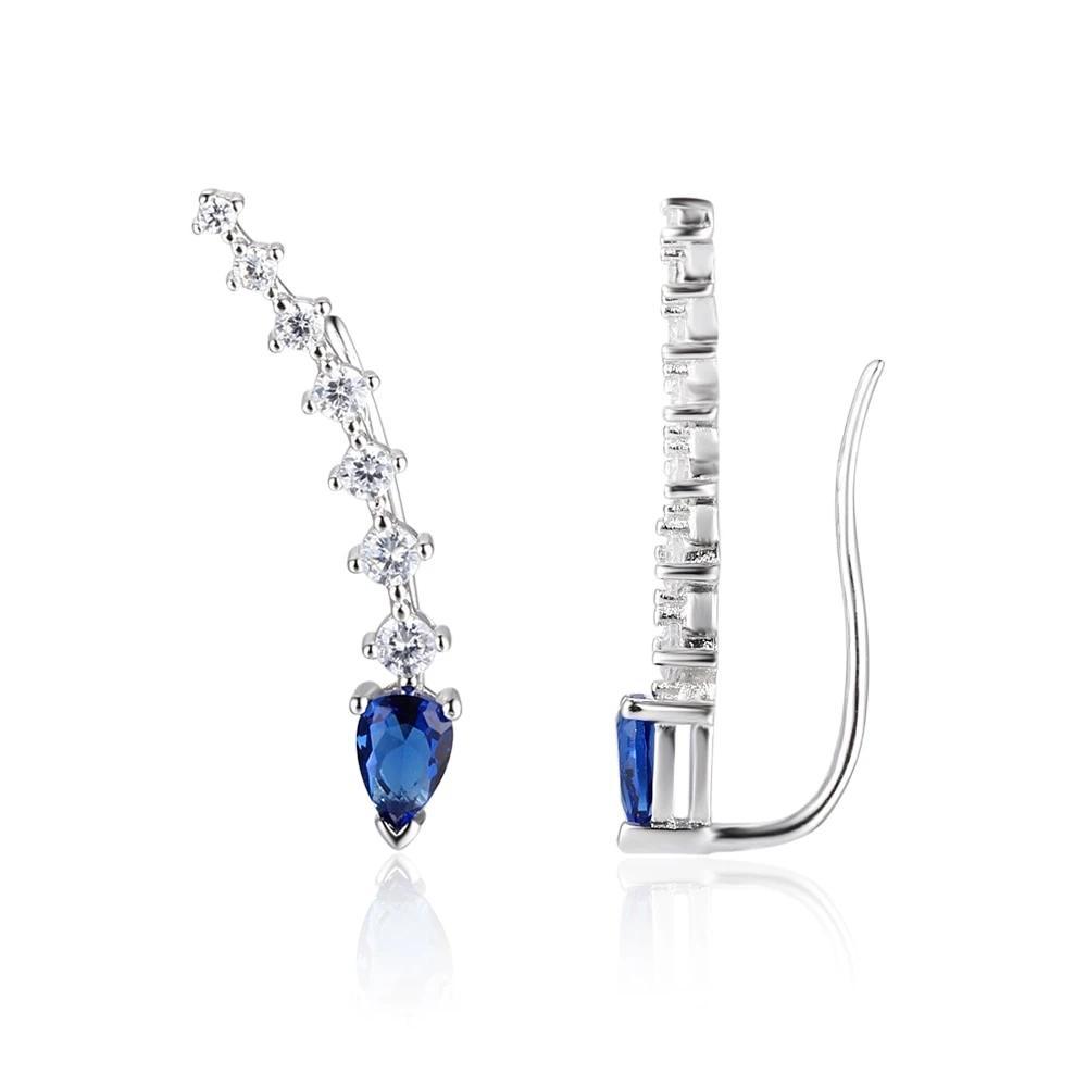 Water Drop Shape Blue Cubic Zirconia Clip Earrings For Women 925 Sterling Silver Party Jewelry Gift-Customized Jewel
