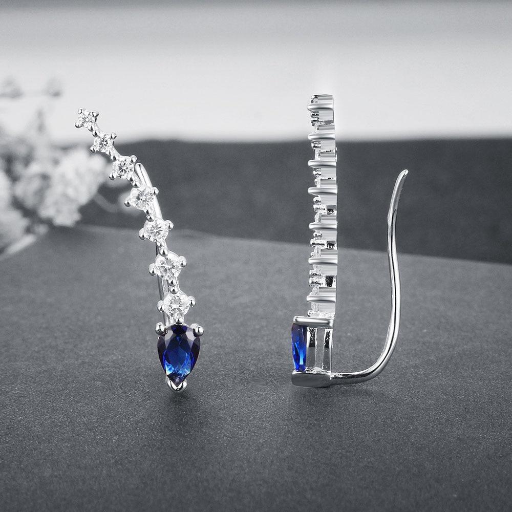 Water Drop Shape Blue Cubic Zirconia Clip Earrings For Women 925 Sterling Silver Party Jewelry Gift-Customized Jewel