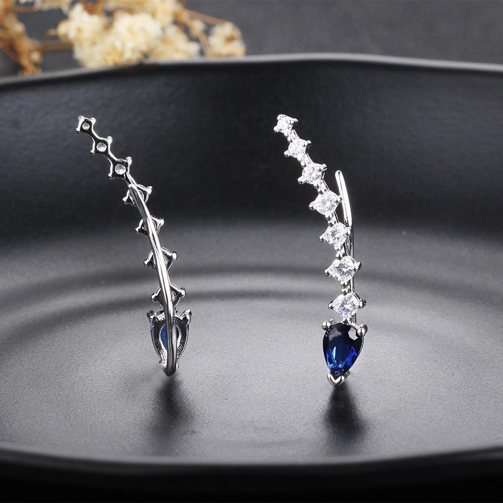 Water Drop Shape Blue Cubic Zirconia Clip Earrings For Women 925 Sterling Silver Party Jewelry Gift-Customized Jewel