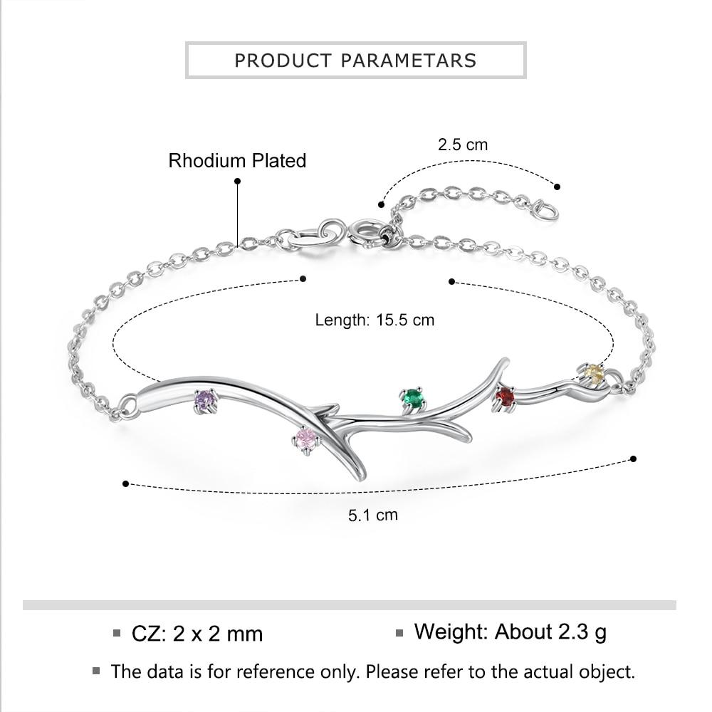 Personalized Branch Bracelet with Zirconia Custom 5 Birthstones Bracelets & Bangles for Women Family Gift-Customized Jewel