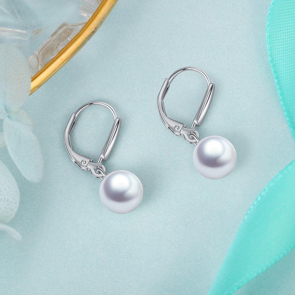 Classy 925 Sterling Silver Pearl Hoop Earrings for Women, Best Jewelry Gift for Birthday, Wedding, etc.,-Customized Jewel