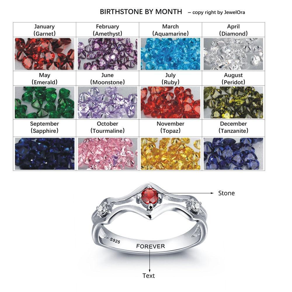 Personalized Sterling Silver Ring - Forever Bezel Stone - Fashion Jewelry - Gift for Women-Customized Jewel