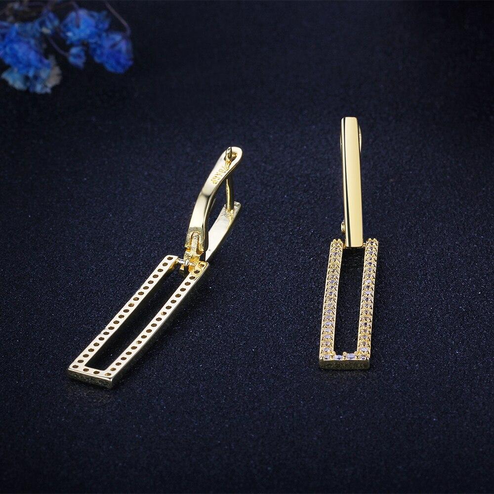 High-Quality Silver Rectangle Shaped Gold Plated Long Dangling Drop Earrings with Cubic Zirconia, Fashion Jewelry for Women-Customized Jewel