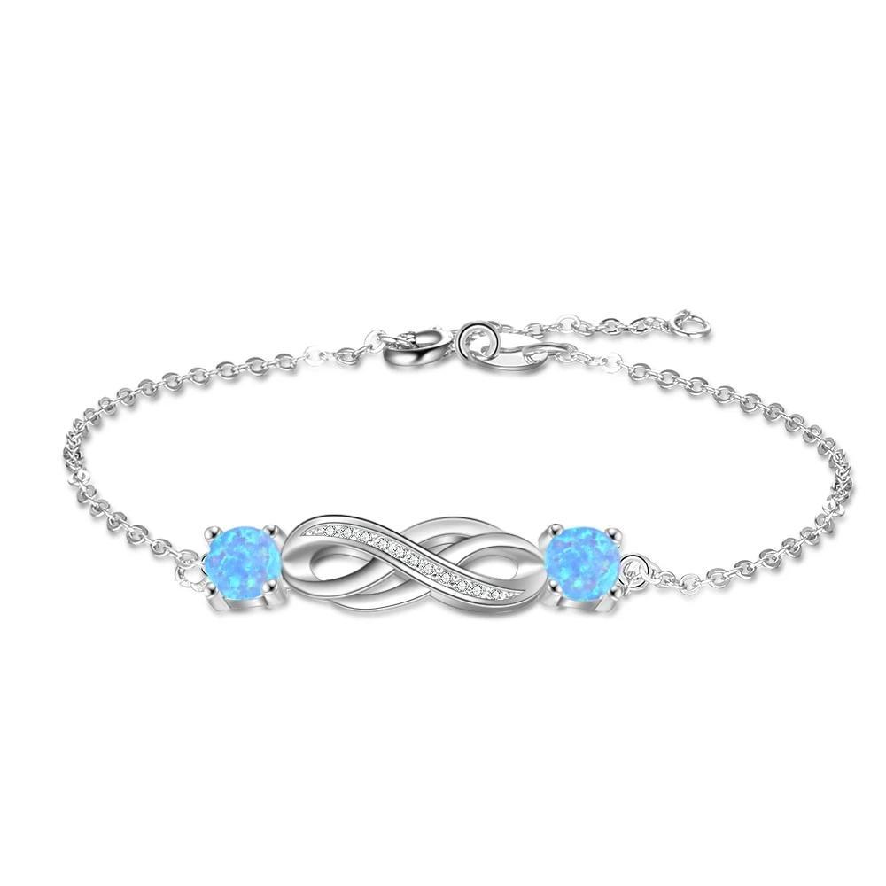 Infinity Love Blue Opal Stone Bracelets & Bangles 925 Sterling Silver Bracelets For Women Party Jewelry-Customized Jewel
