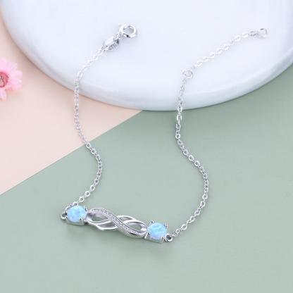 Infinity Love Blue Opal Stone Bracelets & Bangles 925 Sterling Silver Bracelets For Women Party Jewelry-Customized Jewel