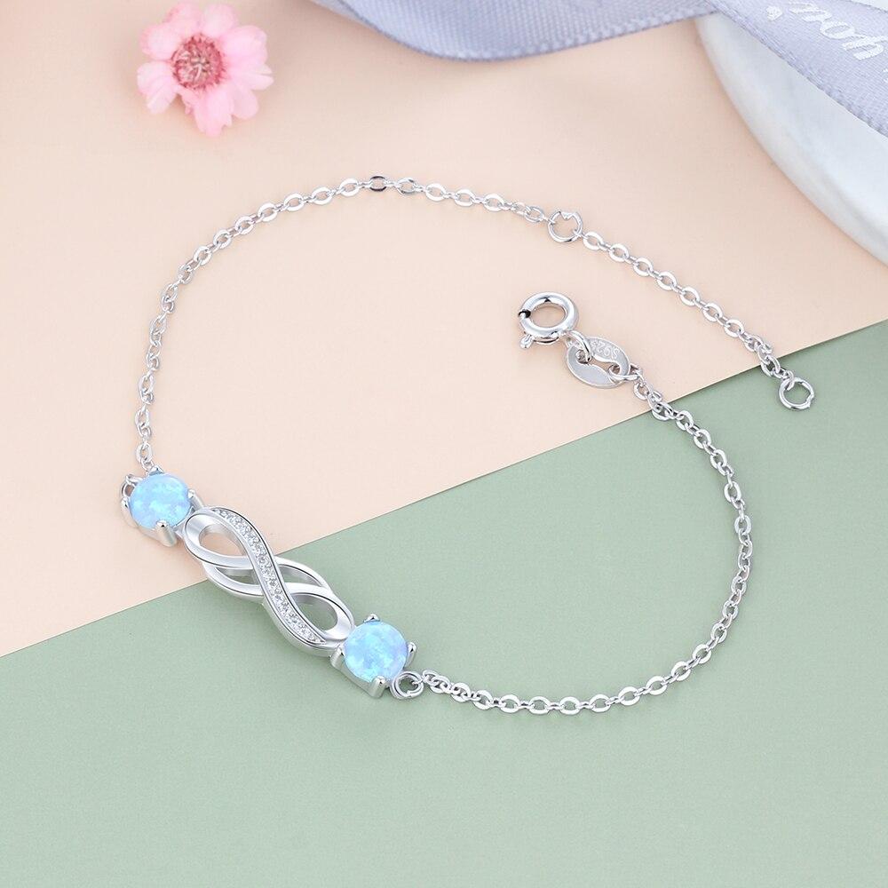 Infinity Love Blue Opal Stone Bracelets & Bangles 925 Sterling Silver Bracelets For Women Party Jewelry-Customized Jewel