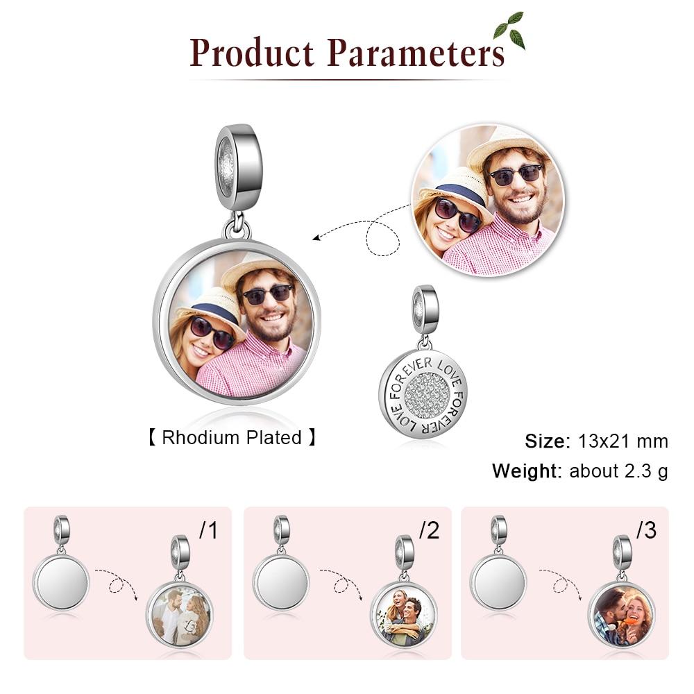 Custom DIY Photo Round Charms Fit Bracelets Pendants Personalized Beads for Jewelry Making Gift for Wife-Customized Jewel