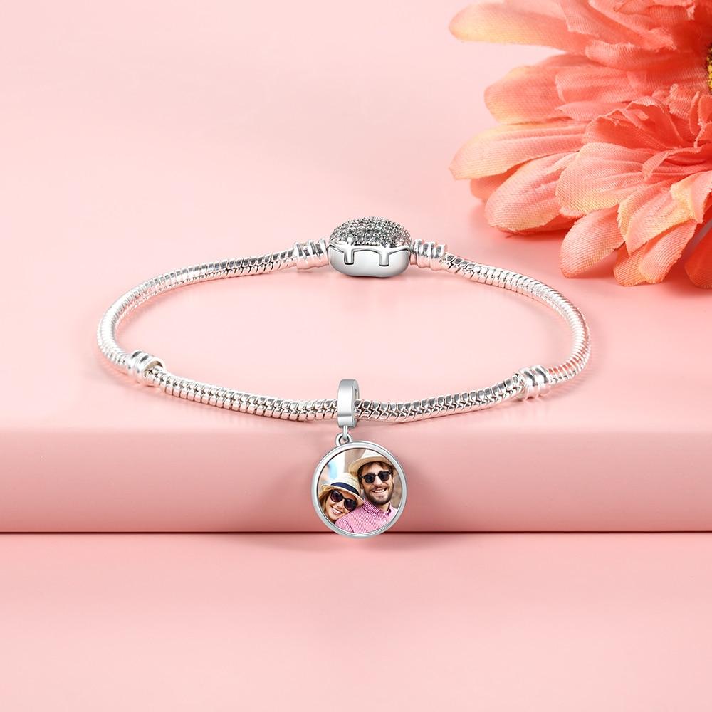 Custom DIY Photo Round Charms Fit Bracelets Pendants Personalized Beads for Jewelry Making Gift for Wife-Customized Jewel