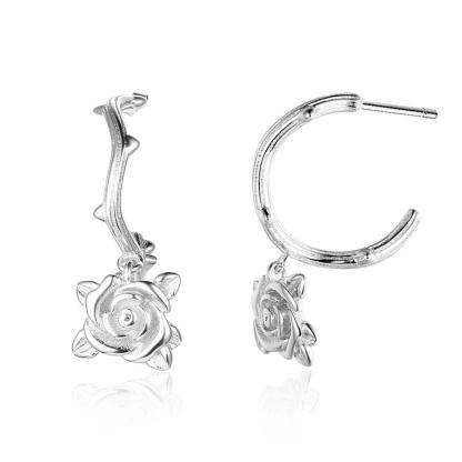 Rose Accessories Hoop Earrings For Women 925 Sterling Silver Party Jewelry Gift-Customized Jewel