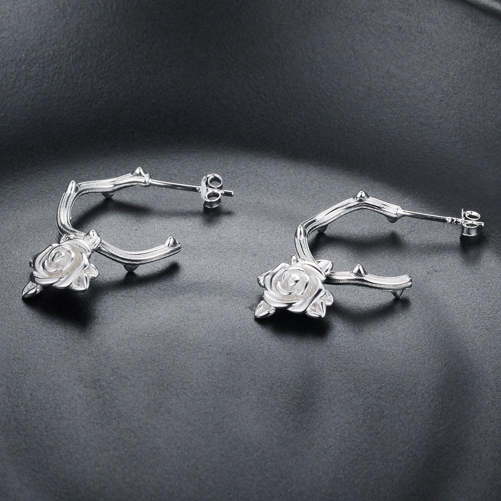 Rose Accessories Hoop Earrings For Women 925 Sterling Silver Party Jewelry Gift-Customized Jewel