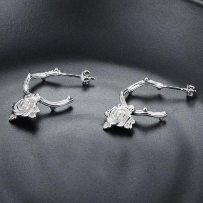 Rose Accessories Hoop Earrings For Women 925 Sterling Silver Party Jewelry Gift-Customized Jewel