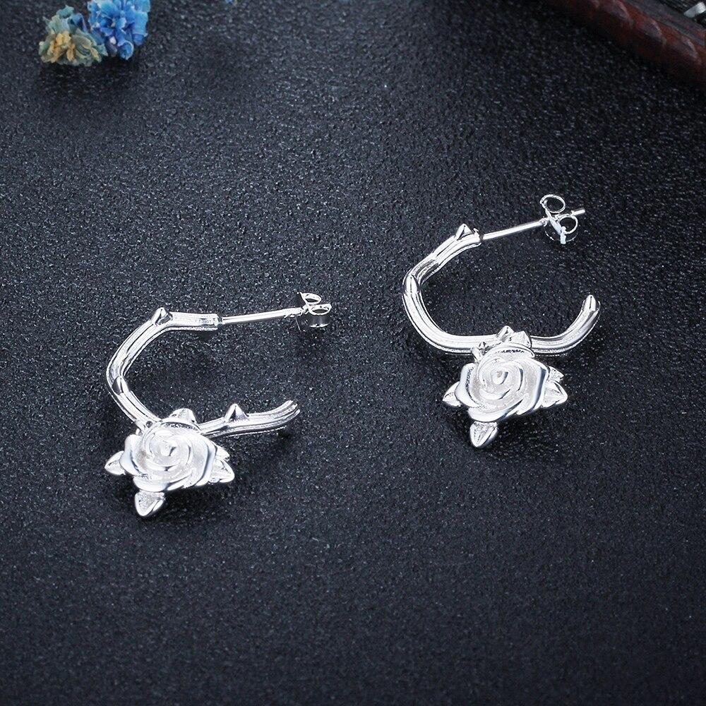 Rose Accessories Hoop Earrings For Women 925 Sterling Silver Party Jewelry Gift-Customized Jewel