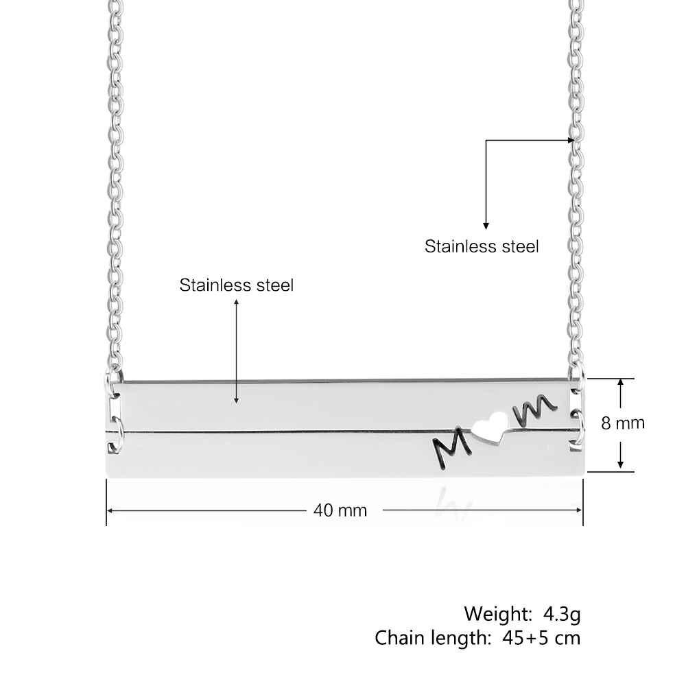 Personalized Stainless Steel Nameplate Bar Engraved Pendant Necklace, Fashion Jewelry Gift for Women-Customized Jewel