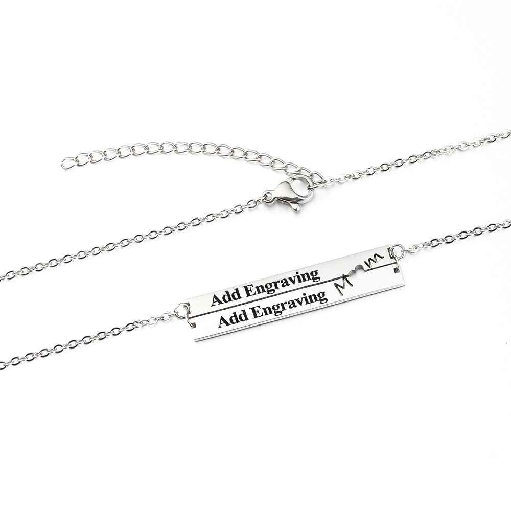 Personalized Stainless Steel Nameplate Bar Engraved Pendant Necklace, Fashion Jewelry Gift for Women-Customized Jewel