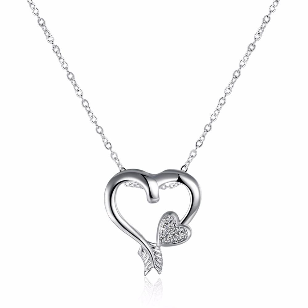 Cupid Love Arrow Heart Shape with Cubic Zirconia Necklaces Pendants Fashion Jewelry for Women-Customized Jewel