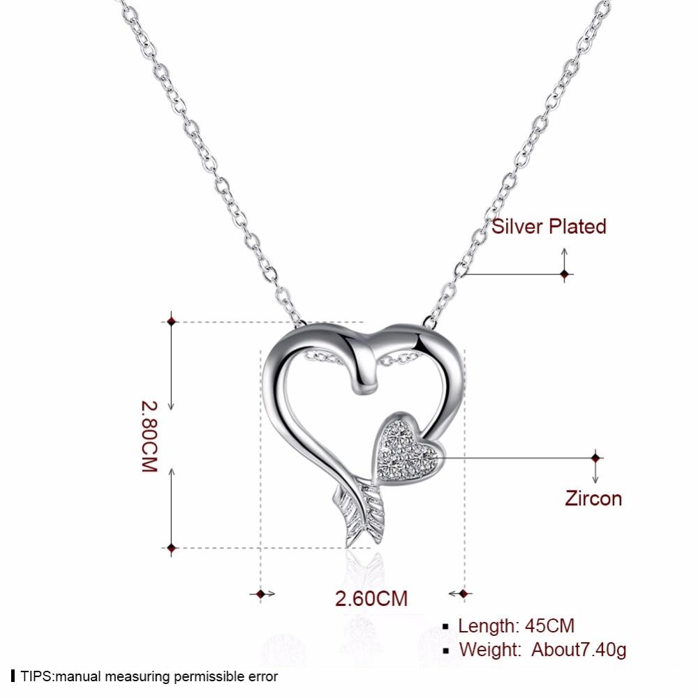 Cupid Love Arrow Heart Shape with Cubic Zirconia Necklaces Pendants Fashion Jewelry for Women-Customized Jewel