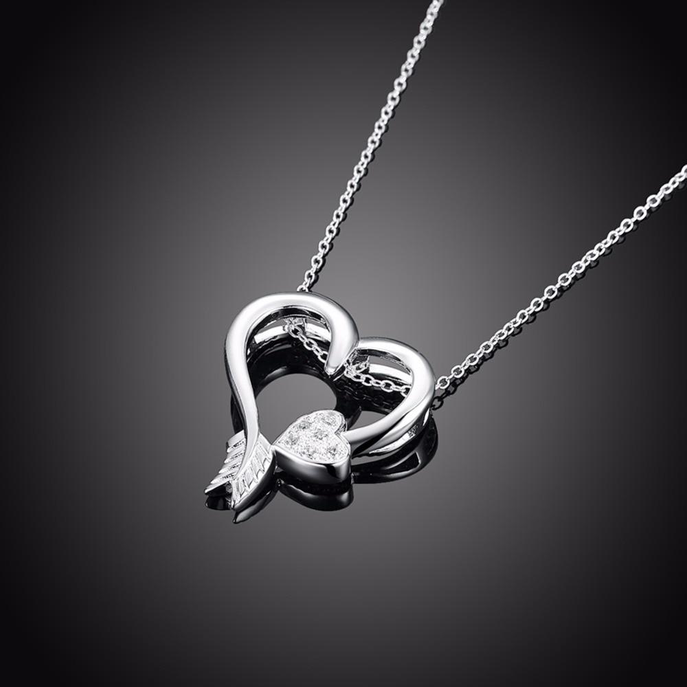 Cupid Love Arrow Heart Shape with Cubic Zirconia Necklaces Pendants Fashion Jewelry for Women-Customized Jewel