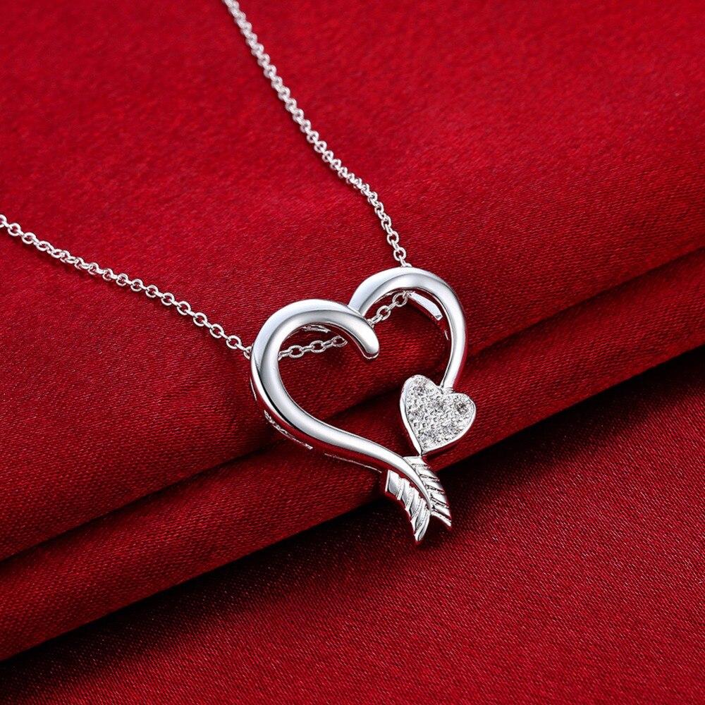 Cupid Love Arrow Heart Shape with Cubic Zirconia Necklaces Pendants Fashion Jewelry for Women-Customized Jewel
