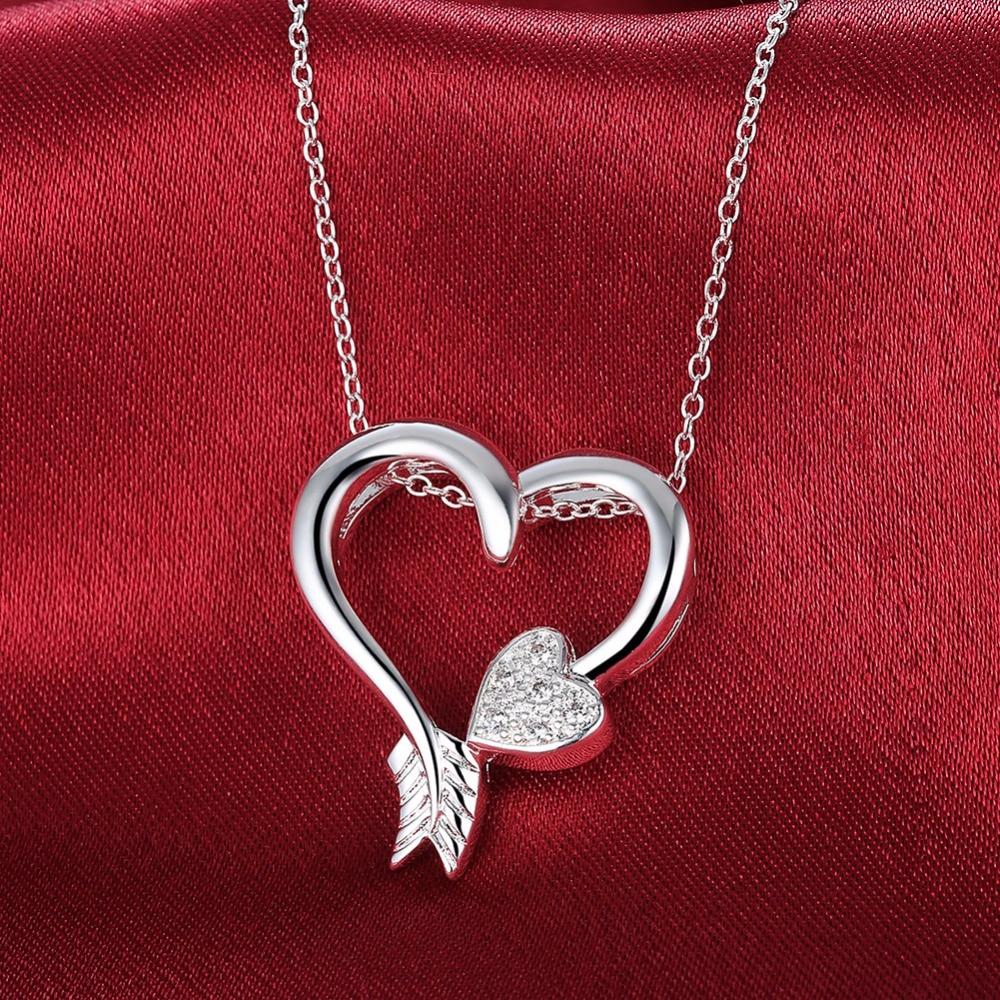 Cupid Love Arrow Heart Shape with Cubic Zirconia Necklaces Pendants Fashion Jewelry for Women-Customized Jewel