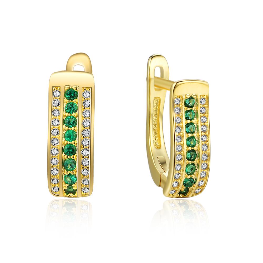 Gold Copper Charm Hoop Earrings with Cubic Zirconia Stones, Trendy Fashion Jewelry for Women-Customized Jewel