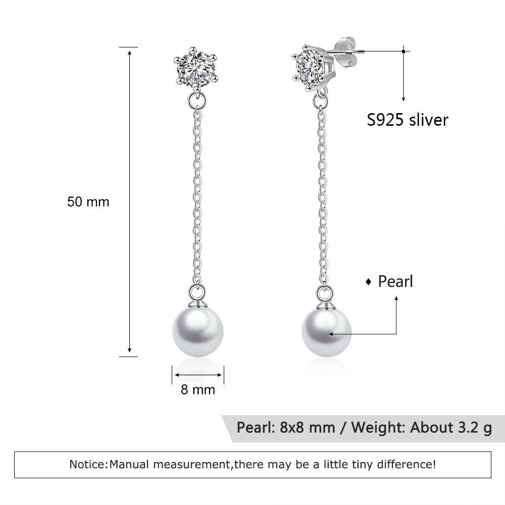 Women’s 925 Sterling Silver Long Tassel Pearl Drop Earrings, Wedding Jewelry Accessory Gift for Her-Customized Jewel