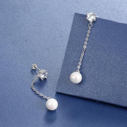Women’s 925 Sterling Silver Long Tassel Pearl Drop Earrings, Wedding Jewelry Accessory Gift for Her-Customized Jewel