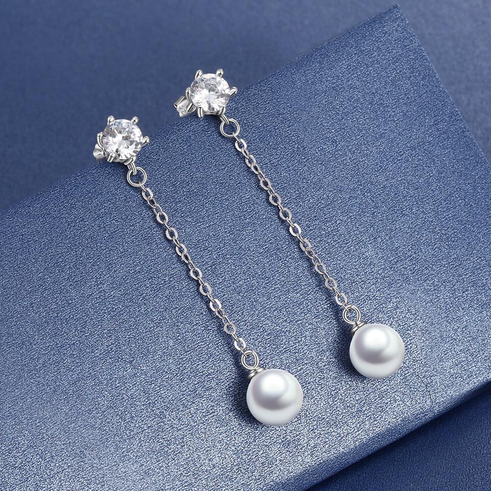 Women’s 925 Sterling Silver Long Tassel Pearl Drop Earrings, Wedding Jewelry Accessory Gift for Her-Customized Jewel