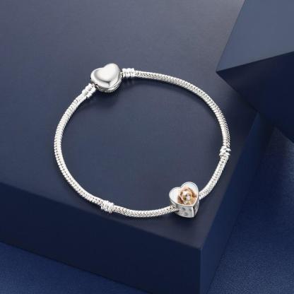 Personalized Dog Charms Heart Beads with DIY Customized Photo & Clear CZ, Fit Bracelet Jewelry-Customized Jewel