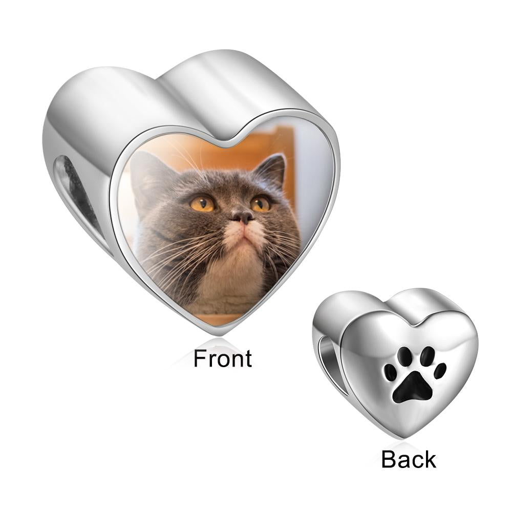Personalized Charms Custom Photo Heart Beads for Women Dog Cat Pet Paw Beads for Jewelry Making-Customized Jewel