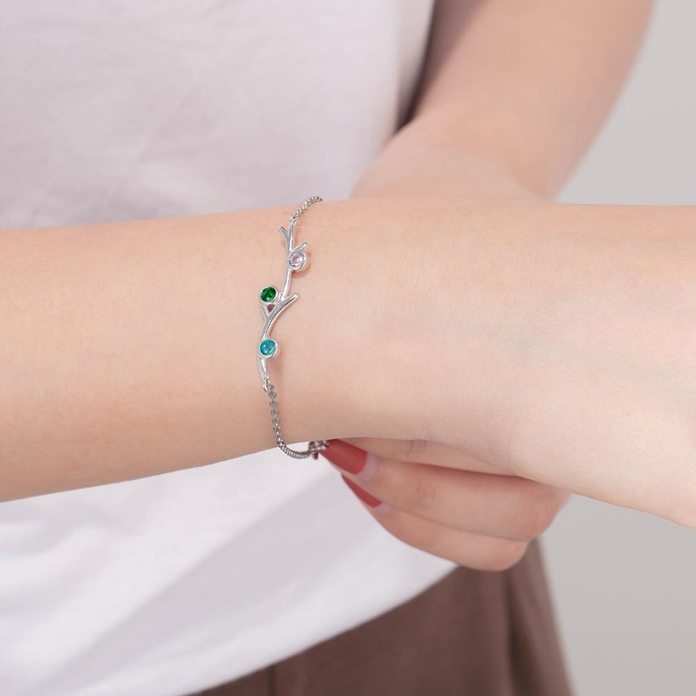 Personalized Women Branch Bracelets with Customized 3 Birthstones, Wedding Gift Jewelry-Customized Jewel