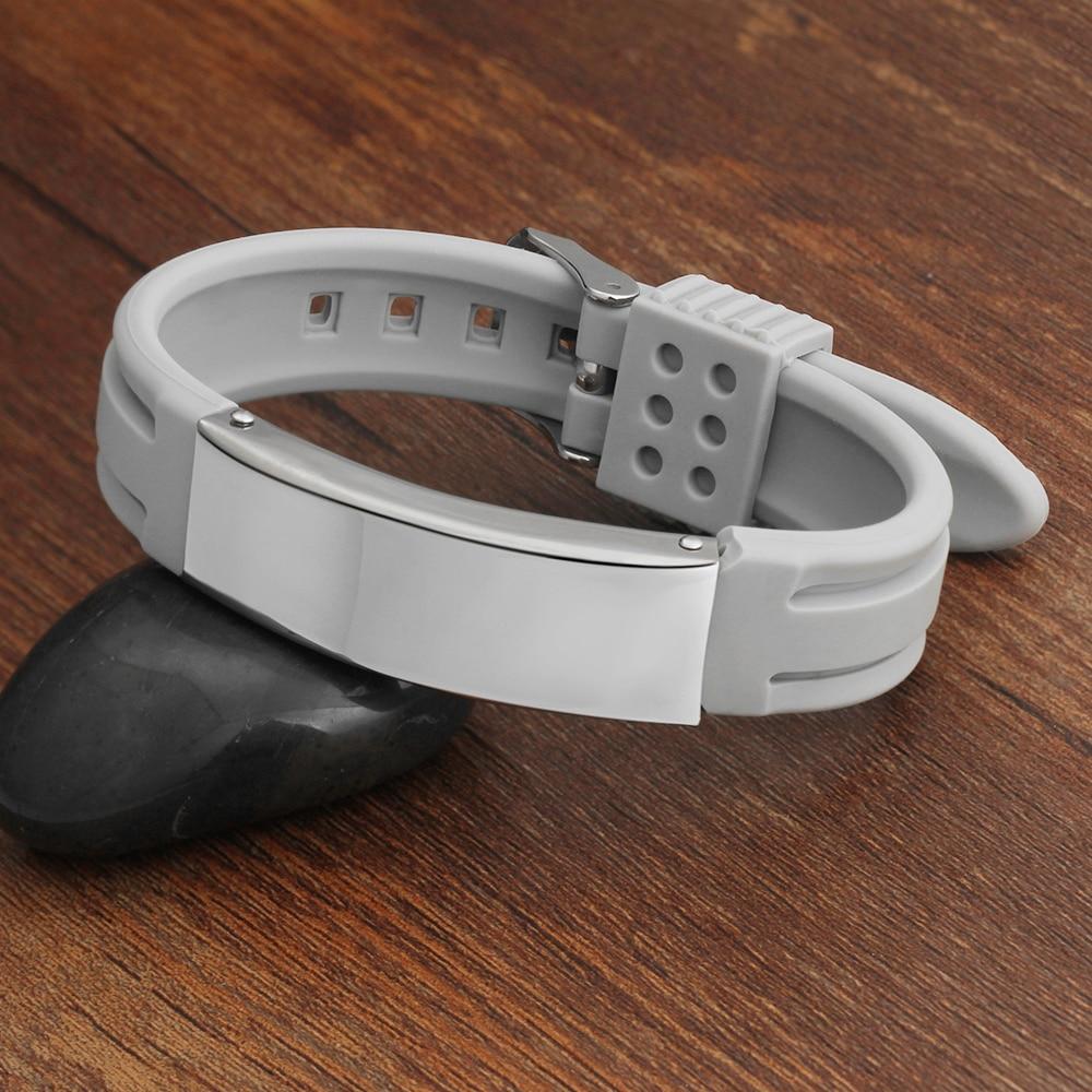 Personalized Custom Name Engrave Bracelet Bangle for Women Silicone ID Bracelets Stainless Steel Men Jewelry-Customized Jewel