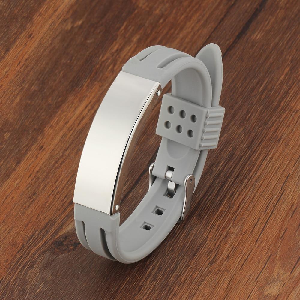 Personalized Custom Name Engrave Bracelet Bangle for Women Silicone ID Bracelets Stainless Steel Men Jewelry-Customized Jewel