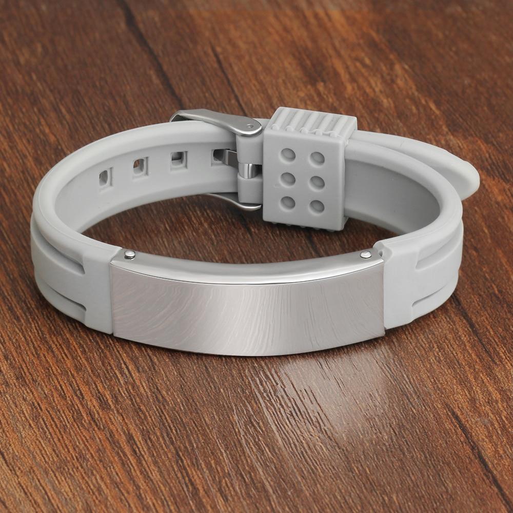 Personalized Custom Name Engrave Bracelet Bangle for Women Silicone ID Bracelets Stainless Steel Men Jewelry-Customized Jewel