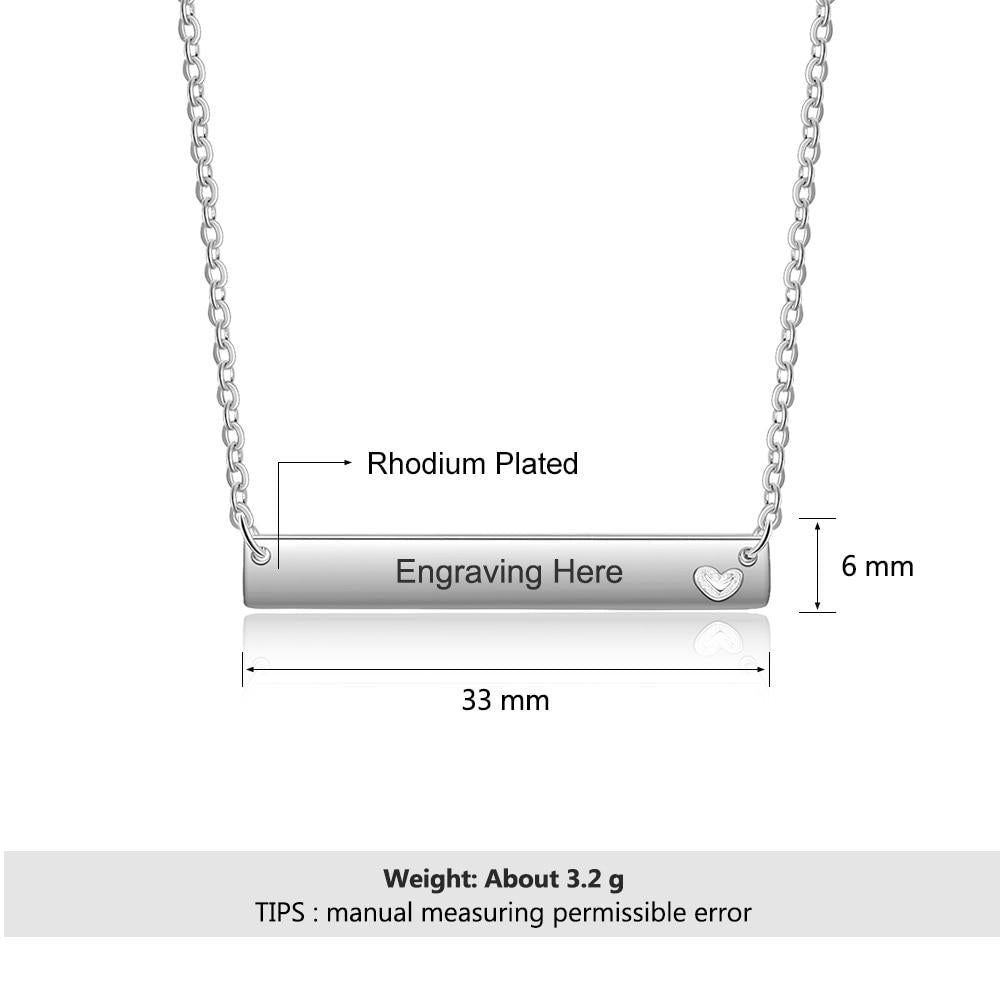 Personalized Women’s Copper Name Necklace with Strip Shape Pendant & Heart, Trendy Customizable Jewelry for Ladies-Customized Jewel