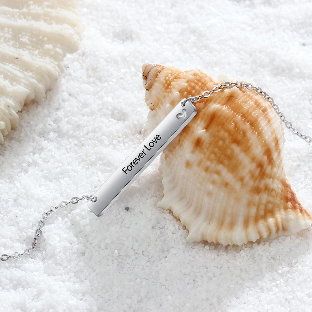 Personalized Women’s Copper Name Necklace with Strip Shape Pendant & Heart, Trendy Customizable Jewelry for Ladies-Customized Jewel