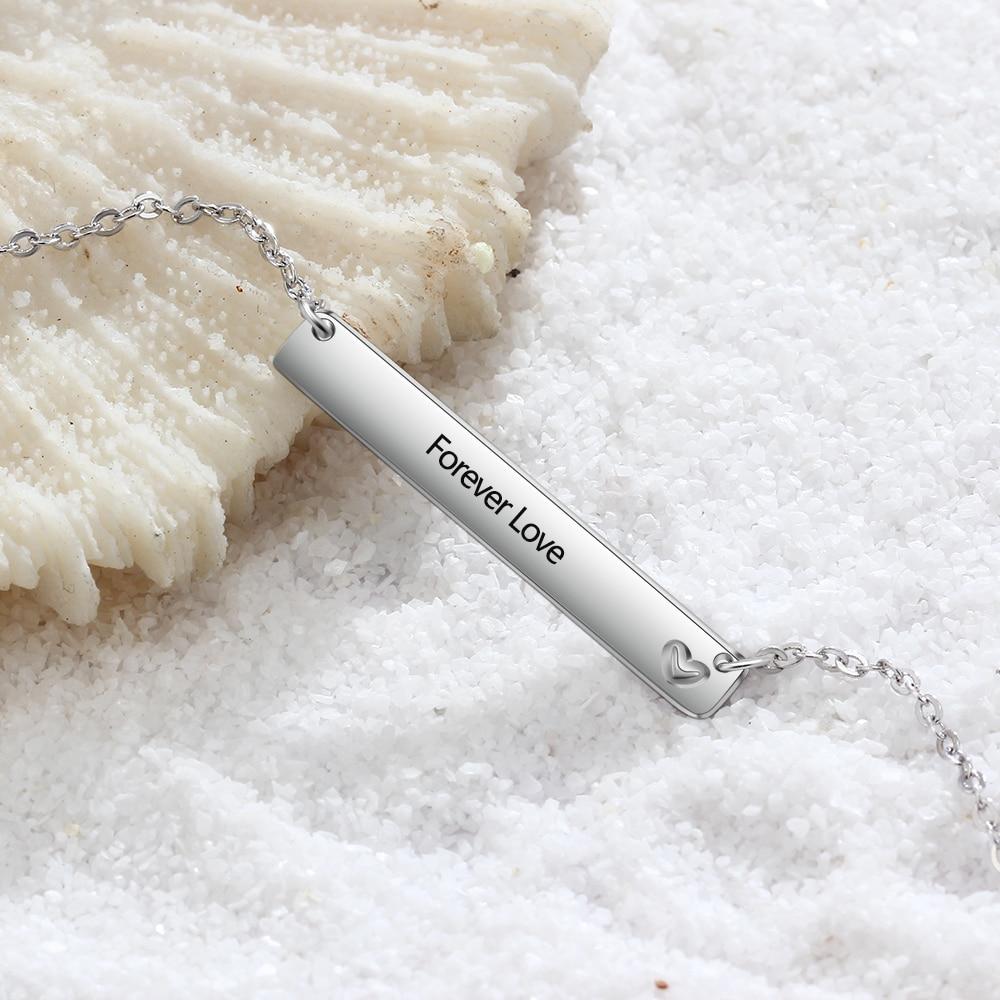 Personalized Women’s Copper Name Necklace with Strip Shape Pendant & Heart, Trendy Customizable Jewelry for Ladies-Customized Jewel