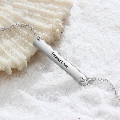 Personalized Women’s Copper Name Necklace with Strip Shape Pendant & Heart, Trendy Customizable Jewelry for Ladies-Customized Jewel