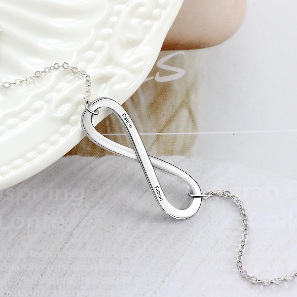 Personalized Silver Name Engraved Necklace, Infinite Love Pendant, Trendy Jewelry for Women-Customized Jewel