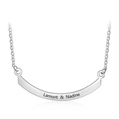 Personalized Stainless Steel Necklace with Semi-Arc Shape Engrave Name Pendant, Trendy Women’s Jewelry Gift-Customized Jewel